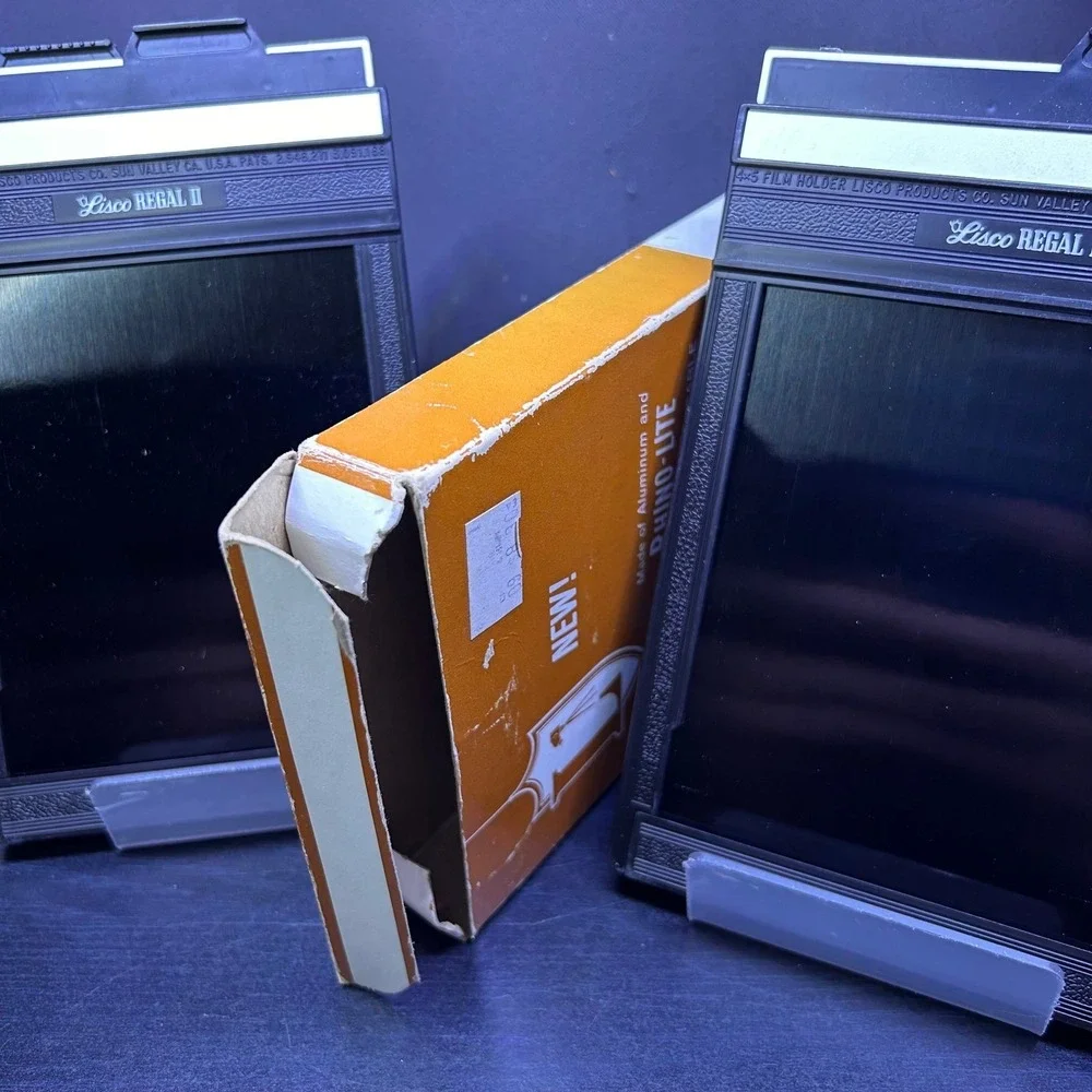 Vintage Lisco Regal II 4x5 Cut Sheet Film Holders 2-Pack Aluminum Rhino-Lite